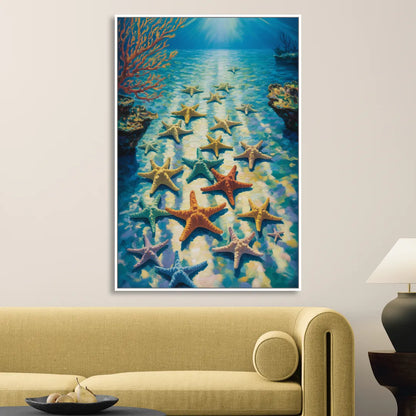 El Cielo Starfish Shallows Sitting Room - White Canvas Wall Art