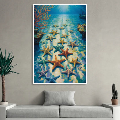 El Cielo Starfish Shallows Living Room - White Canvas Wall Art