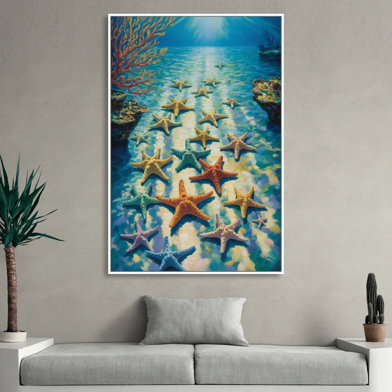 El Cielo Starfish Shallows Living Room - White Canvas Wall Art