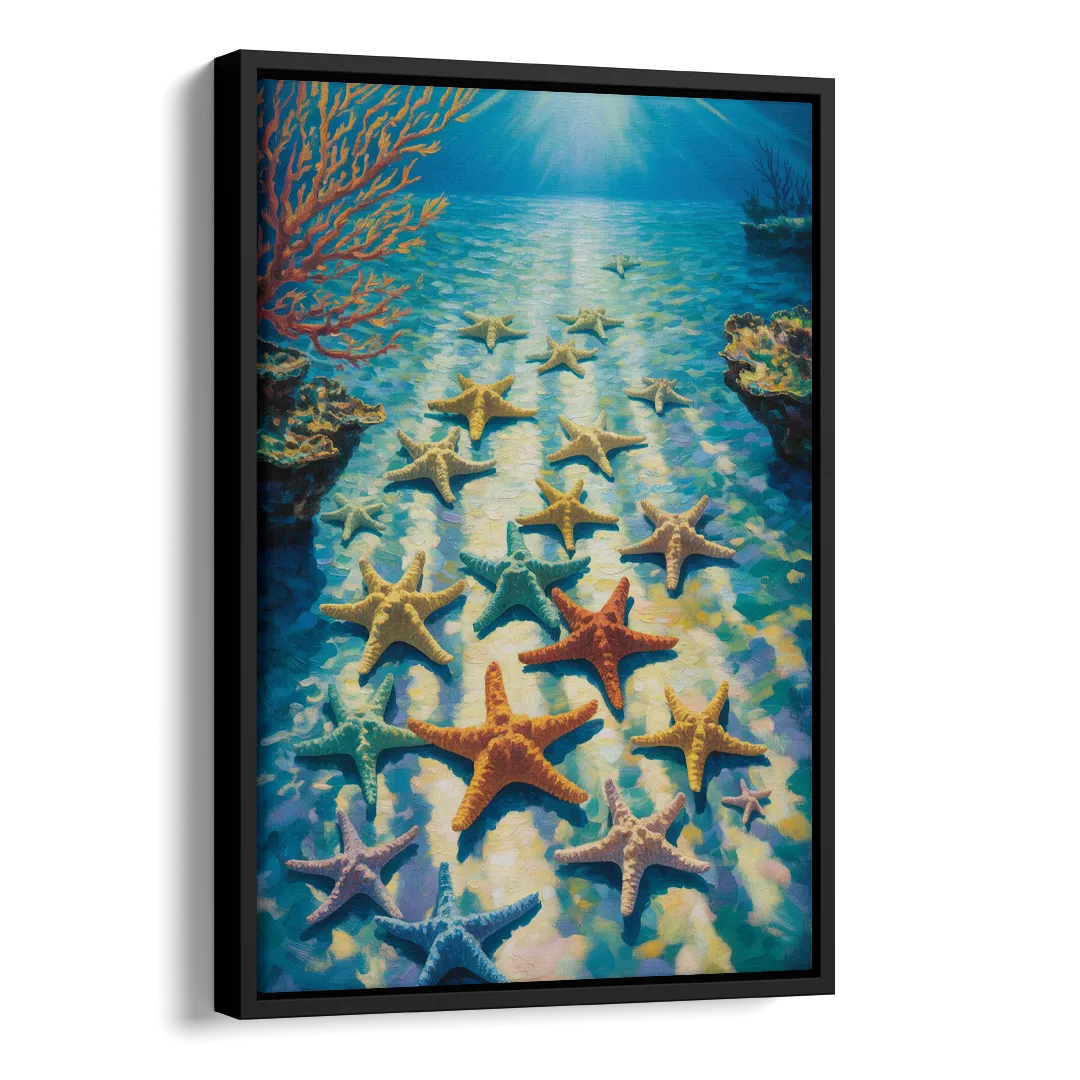 El Cielo Starfish Shallows Side - Black Canvas Wall Art