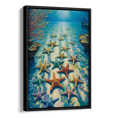 El Cielo Starfish Shallows Side - Black Canvas Wall Art