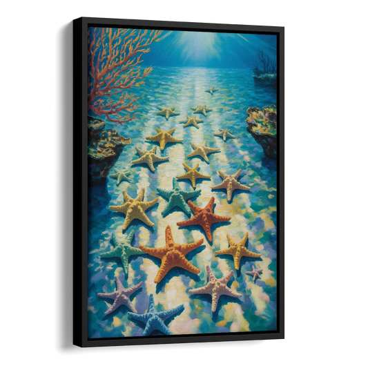 El Cielo Starfish Shallows Side - Black Canvas Wall Art
