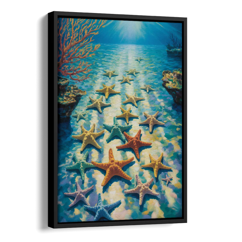 El Cielo Starfish Shallows Side - Black Canvas Wall Art