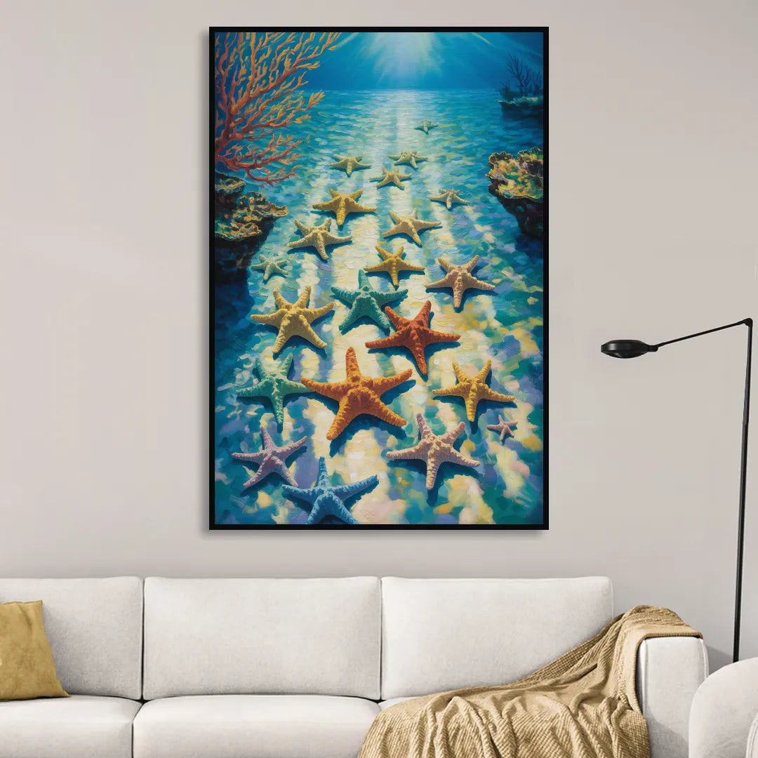 El Cielo Starfish Shallows Living Room - Black Canvas Wall Art