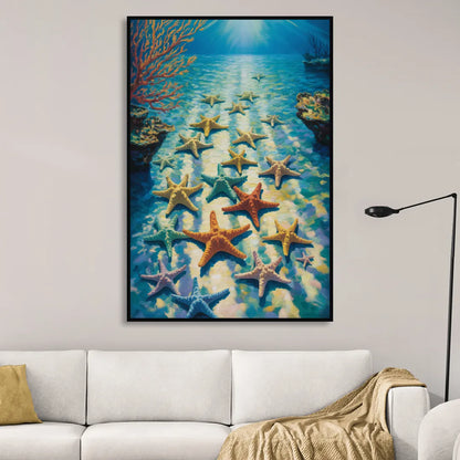El Cielo Starfish Shallows Living Room - Black Canvas Wall Art