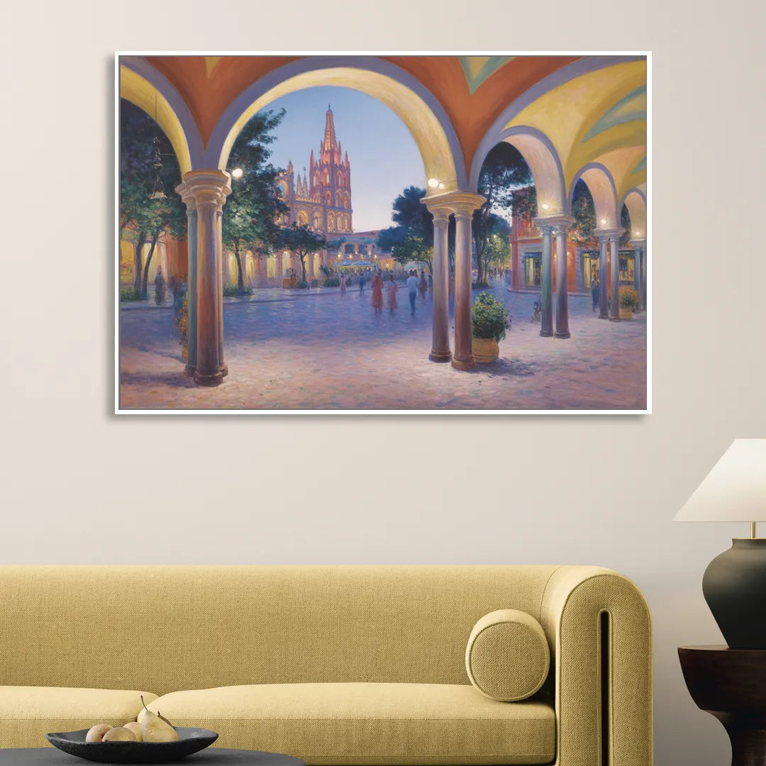 El Jardín Evening Living Room - White Canvas Wall Art