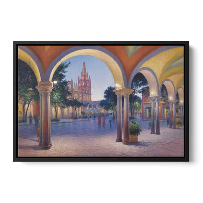 El Jardín Evening Front - Black Canvas Wall Art