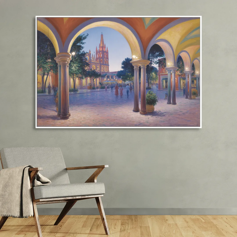 El Jardín Evening Sitting Room - White Canvas Wall Art
