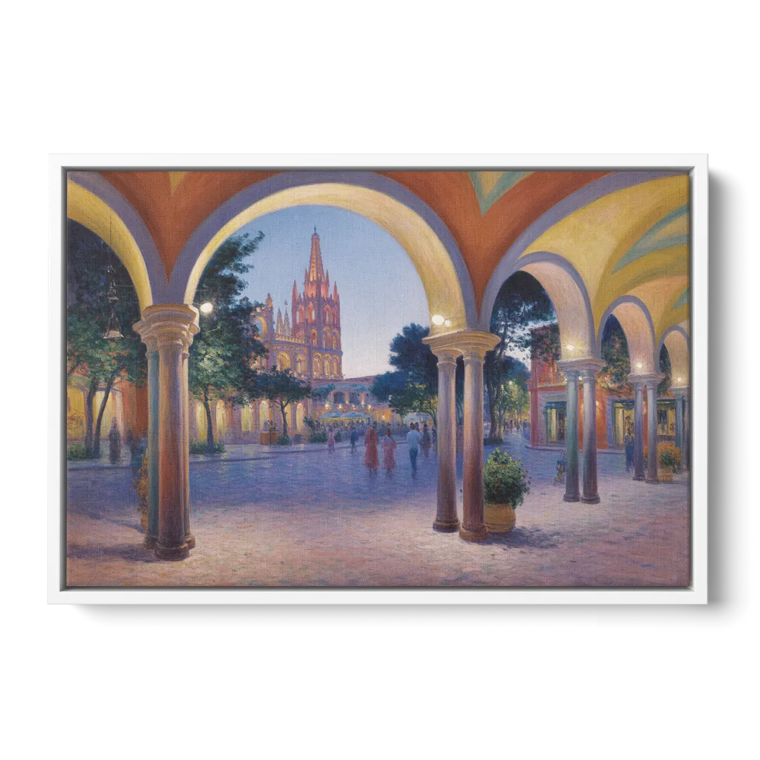 El Jardín Evening Front - White Canvas Wall Art