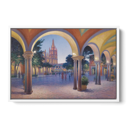 El Jardín Evening Front - White Canvas Wall Art