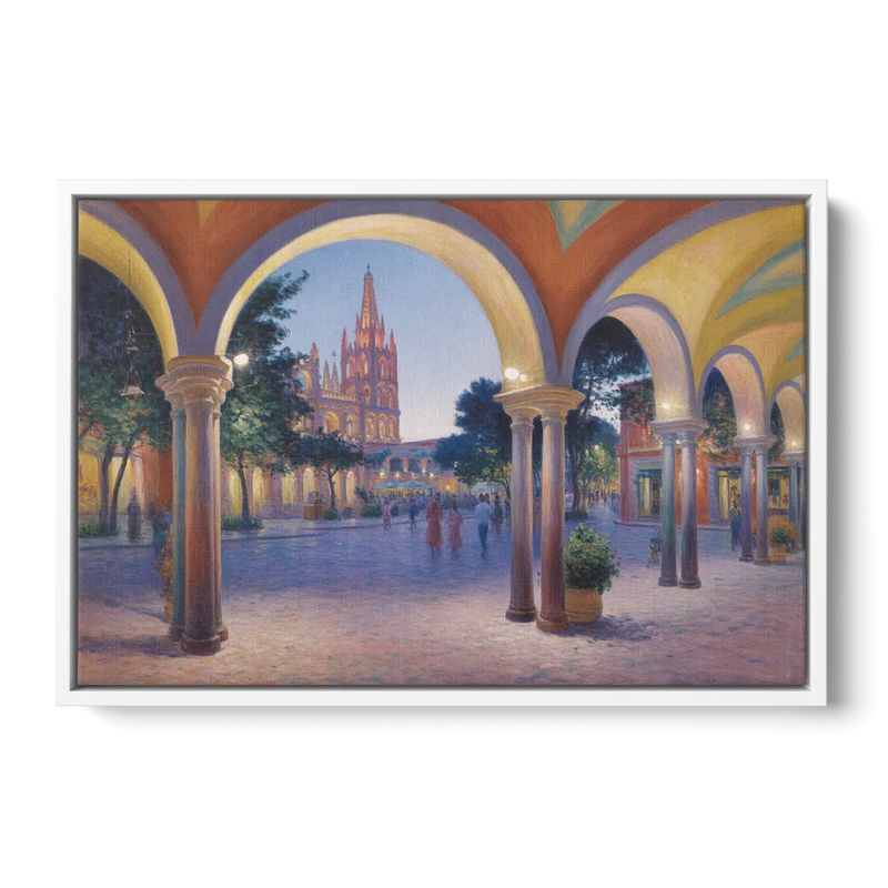 El Jardín Evening Front - White Canvas Wall Art