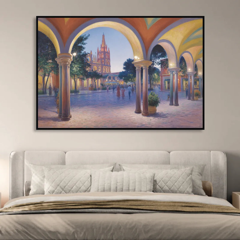 El Jardín Evening Sitting Room - Black Canvas Wall Art
