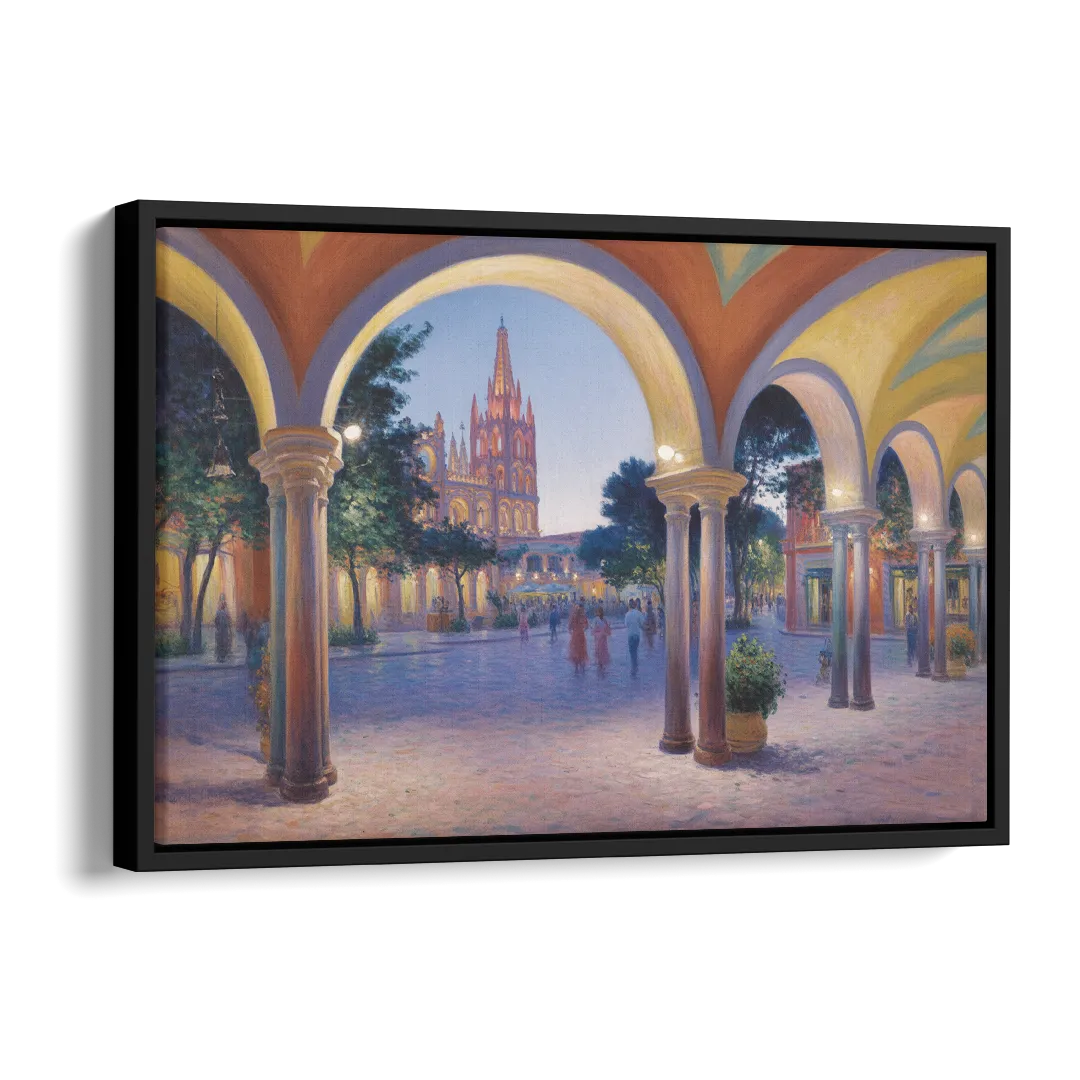 El Jardín Evening Side - Black Canvas Wall Art