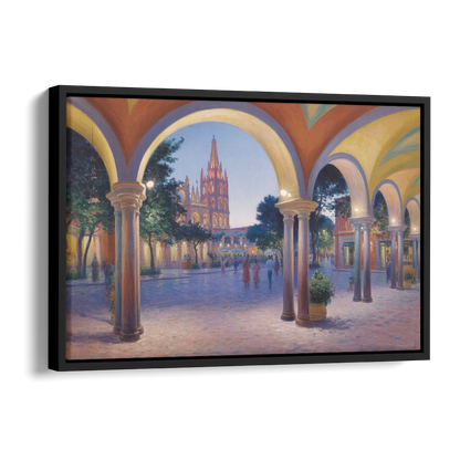 El Jardín Evening Side - Black Canvas Wall Art