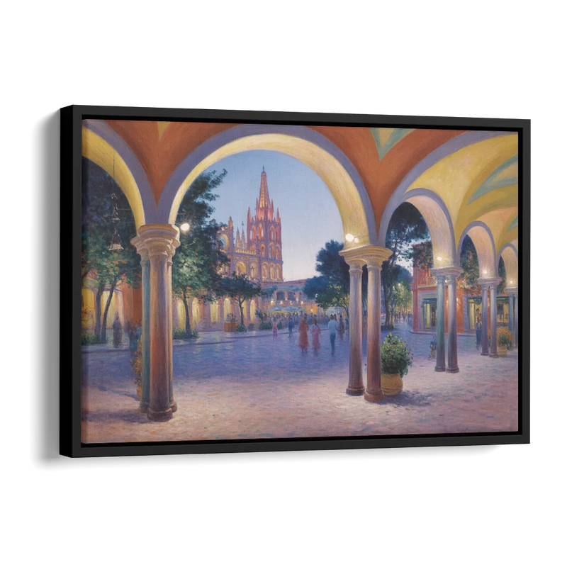 El Jardín Evening Side - Black Canvas Wall Art