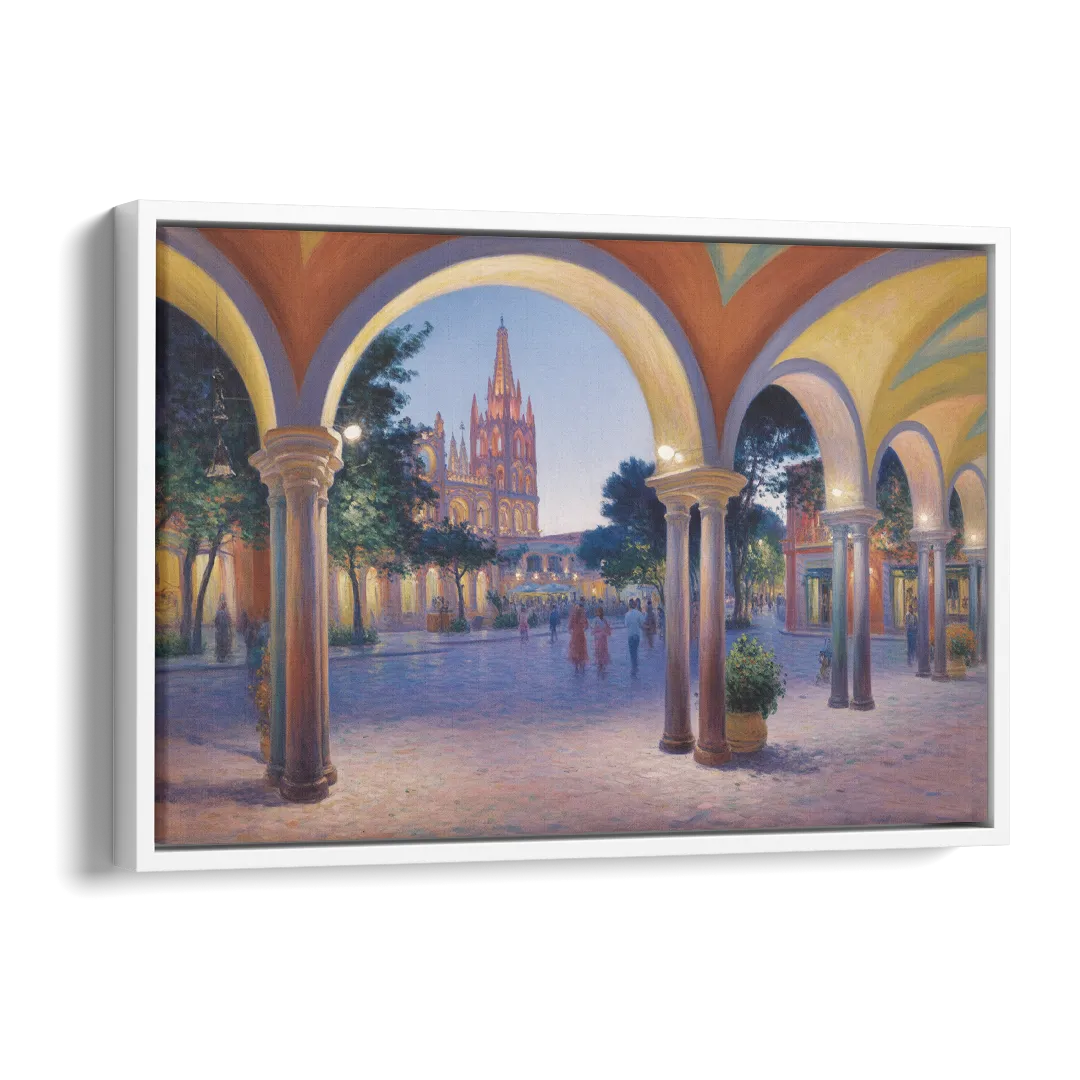 El Jardín Evening Side - White Canvas Wall Art