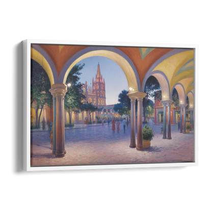 El Jardín Evening Side - White Canvas Wall Art
