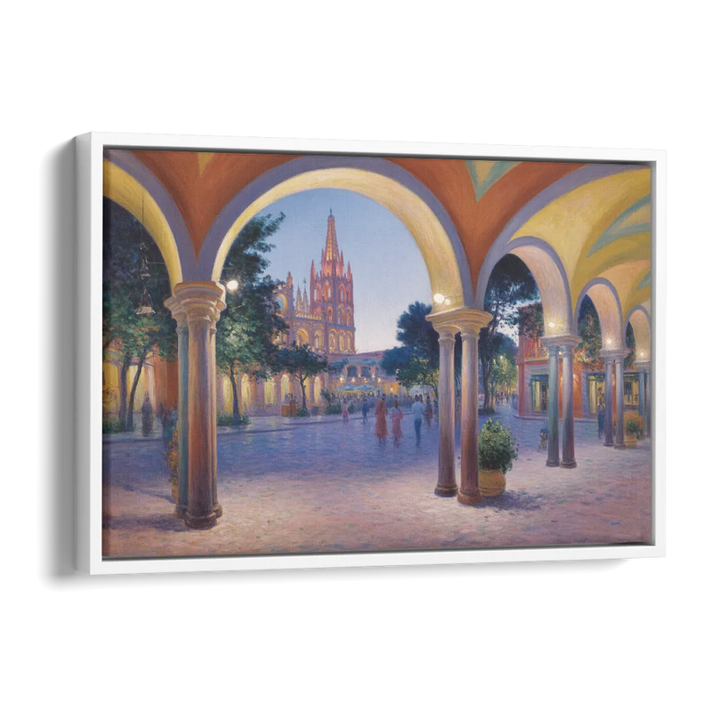 El Jardín Evening Side - White Canvas Wall Art