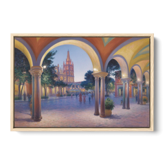 El Jardín Evening - Oak Framed Canvas Wall Art - Front