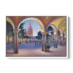 El Jardín Evening - White Framed Canvas Wall Art - Front