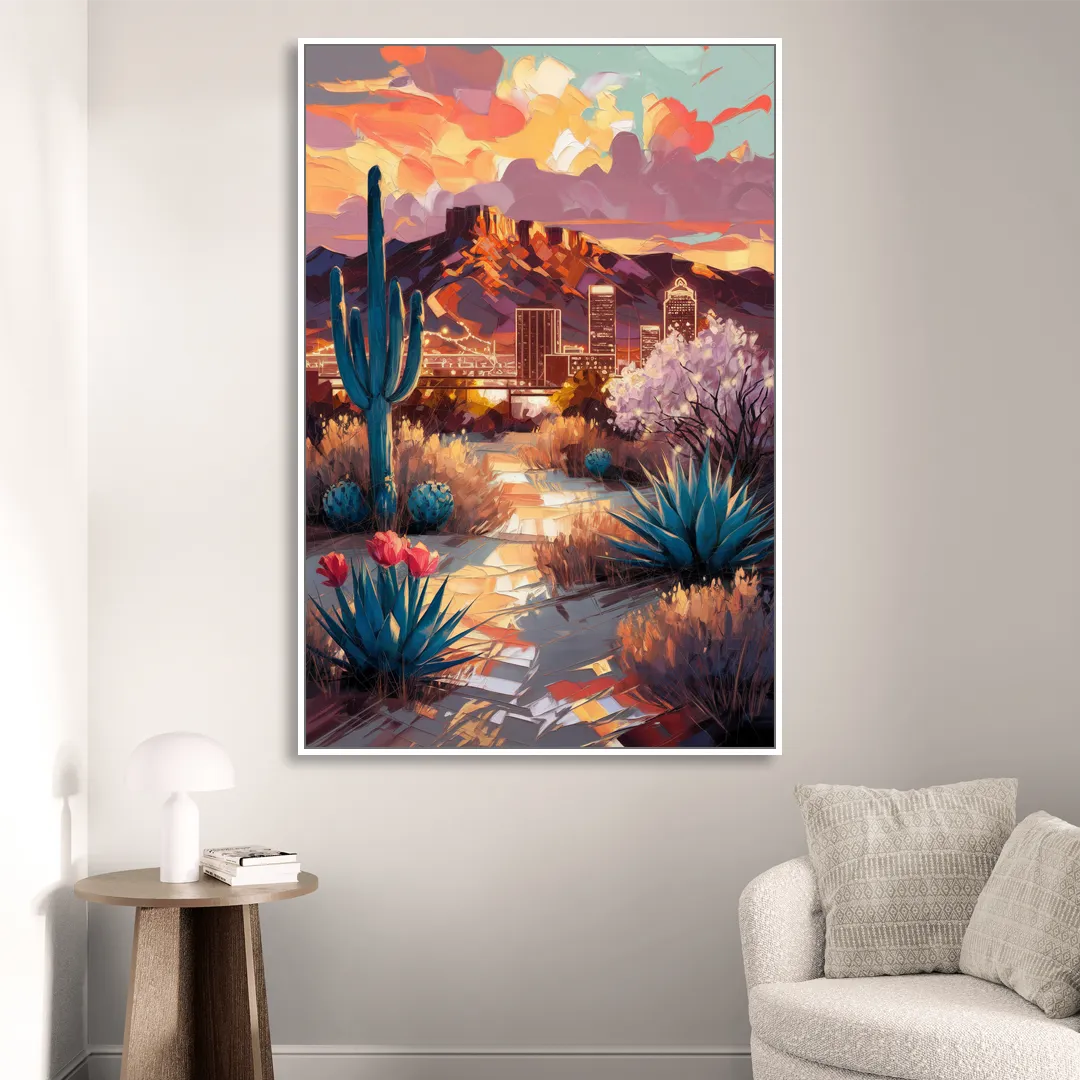 El Paso Cultural Heritage Sitting Room - White Canvas Wall Art