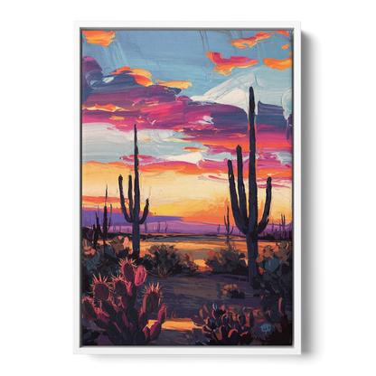 El Paso Desert Sunset Front - White Canvas Wall Art