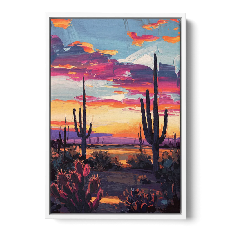 El Paso Desert Sunset Front - White Canvas Wall Art