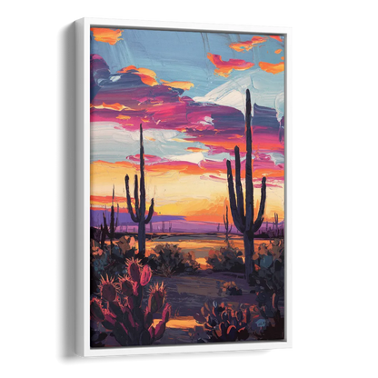 El Paso Desert Sunset Side - White Canvas Wall Art