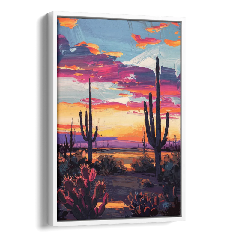 El Paso Desert Sunset Side - White Canvas Wall Art