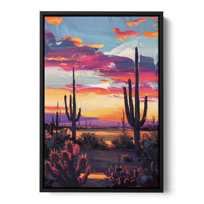 El Paso Desert Sunset Front - Black Canvas Wall Art
