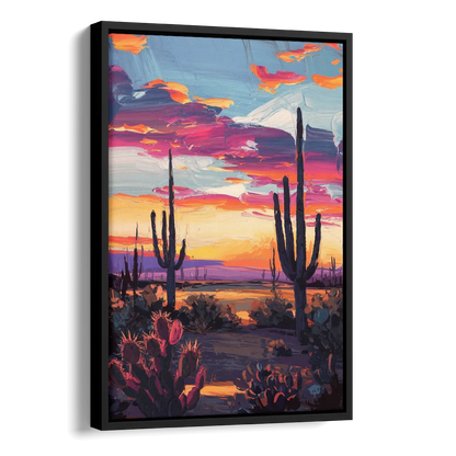 El Paso Desert Sunset Side - Black Canvas Wall Art
