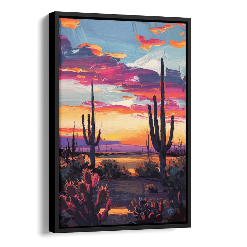 El Paso Desert Sunset Side - Black Canvas Wall Art