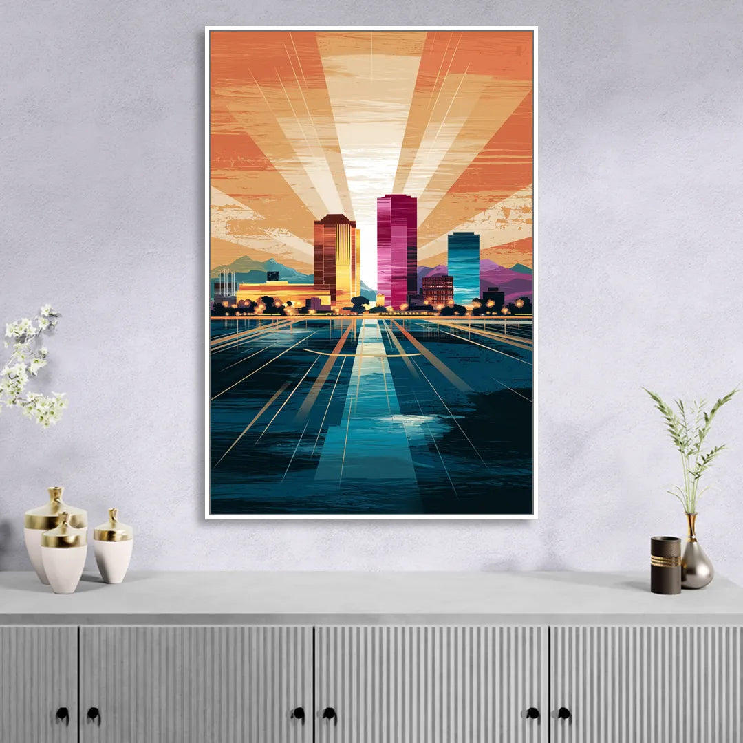 El Paso Downtown Vibes Sitting Room - White Canvas Wall Art