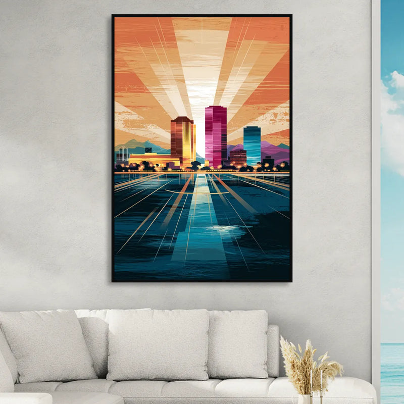 El Paso Downtown Vibes Living Room - Black Canvas Wall Art
