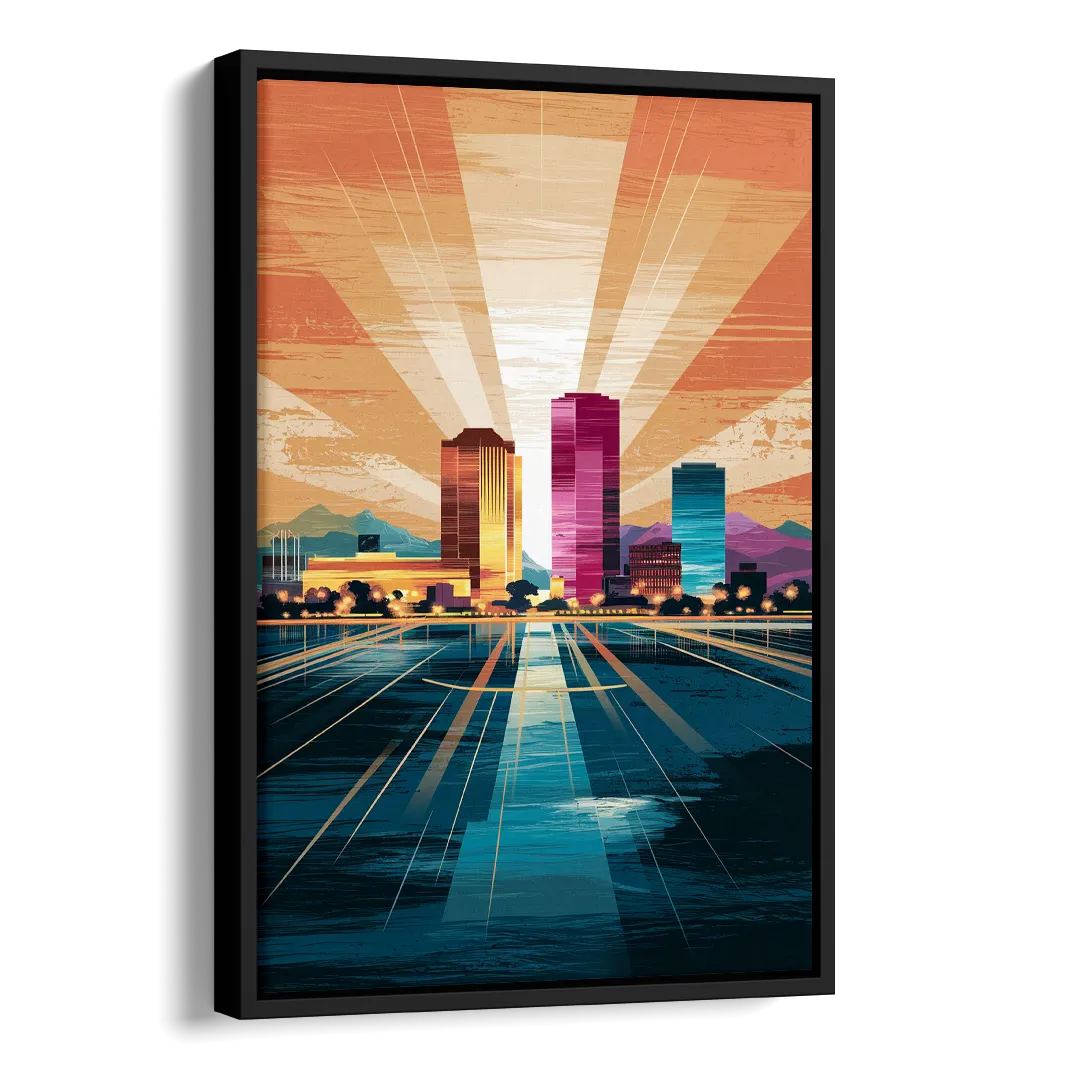 El Paso Downtown Vibes Side - Black Canvas Wall Art