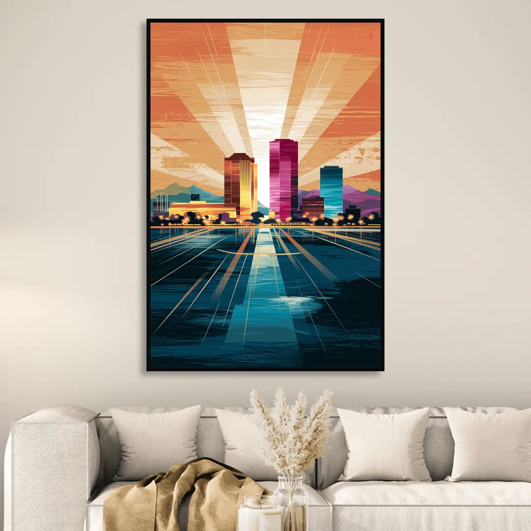 El Paso Downtown Vibes Sitting Room - Black Canvas Wall Art