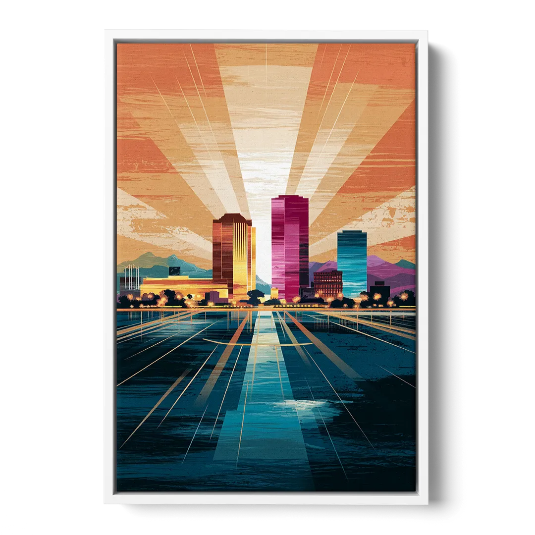 El Paso Downtown Vibes Front - White Canvas Wall Art