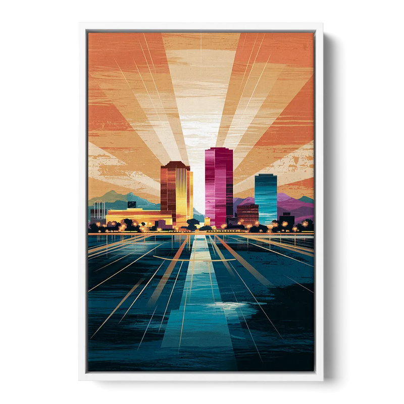 El Paso Downtown Vibes Front - White Canvas Wall Art