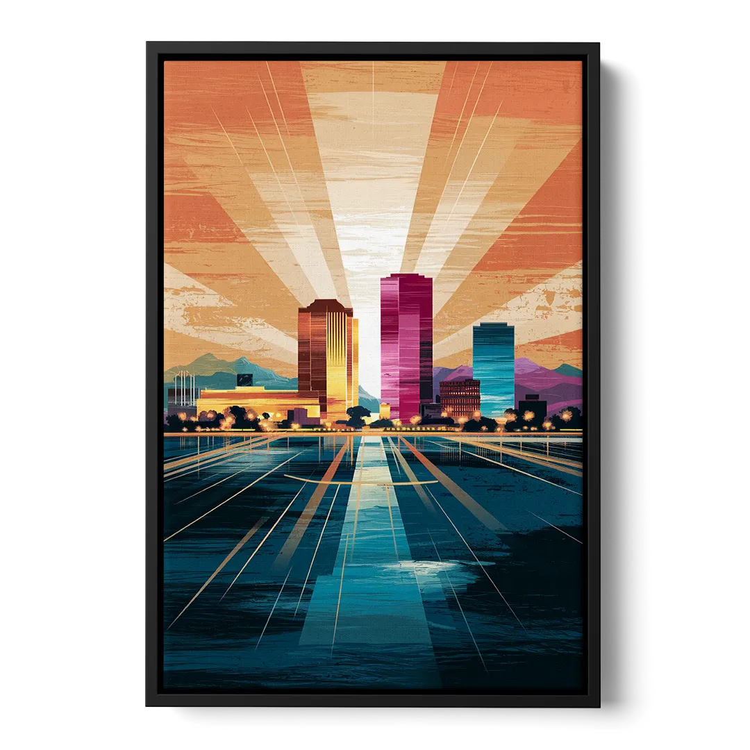 El Paso Downtown Vibes Front - Black Canvas Wall Art