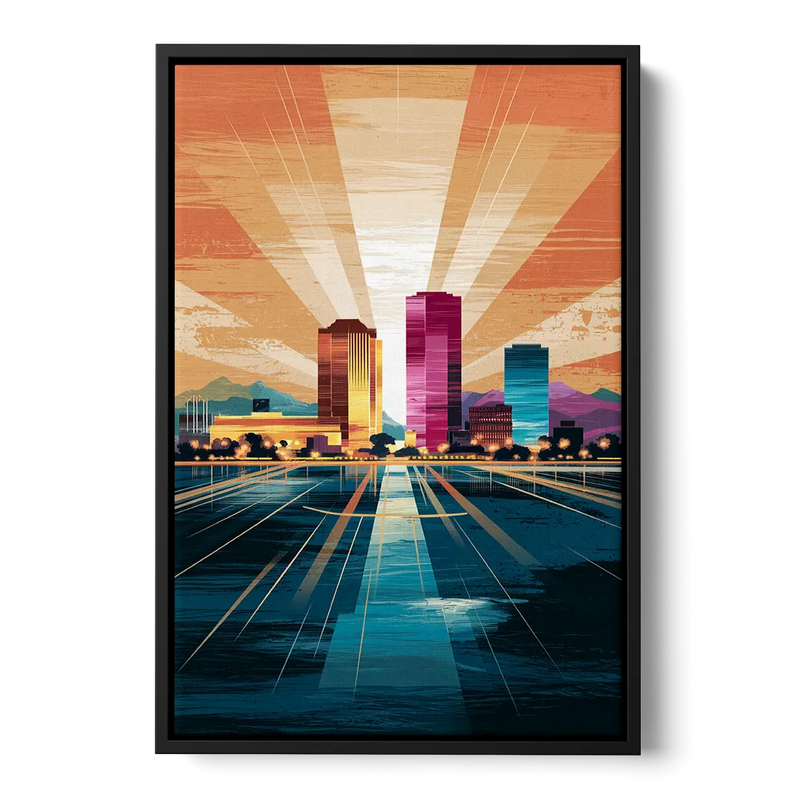 El Paso Downtown Vibes Front - Black Canvas Wall Art