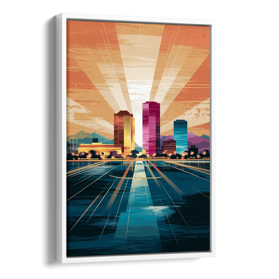 El Paso Downtown Vibes Side - White Canvas Wall Art