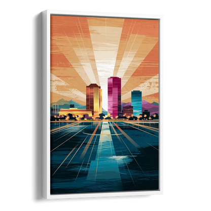El Paso Downtown Vibes Side - White Canvas Wall Art