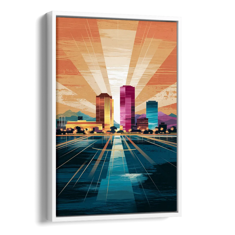 El Paso Downtown Vibes Side - White Canvas Wall Art