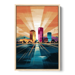 El Paso Downtown Vibes - Oak Framed Canvas Wall Art - Front