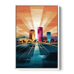 El Paso Downtown Vibes - White Framed Canvas Wall Art - Front