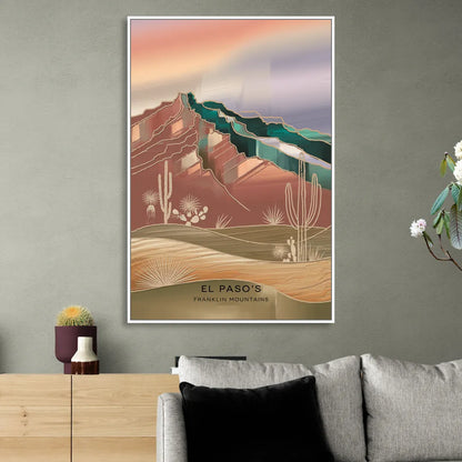 El Paso Franklin Mountains Sitting Room - White Canvas Wall Art