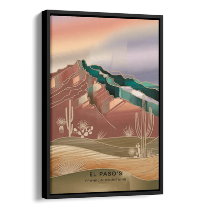 El Paso Franklin Mountains Side - Black Canvas Wall Art
