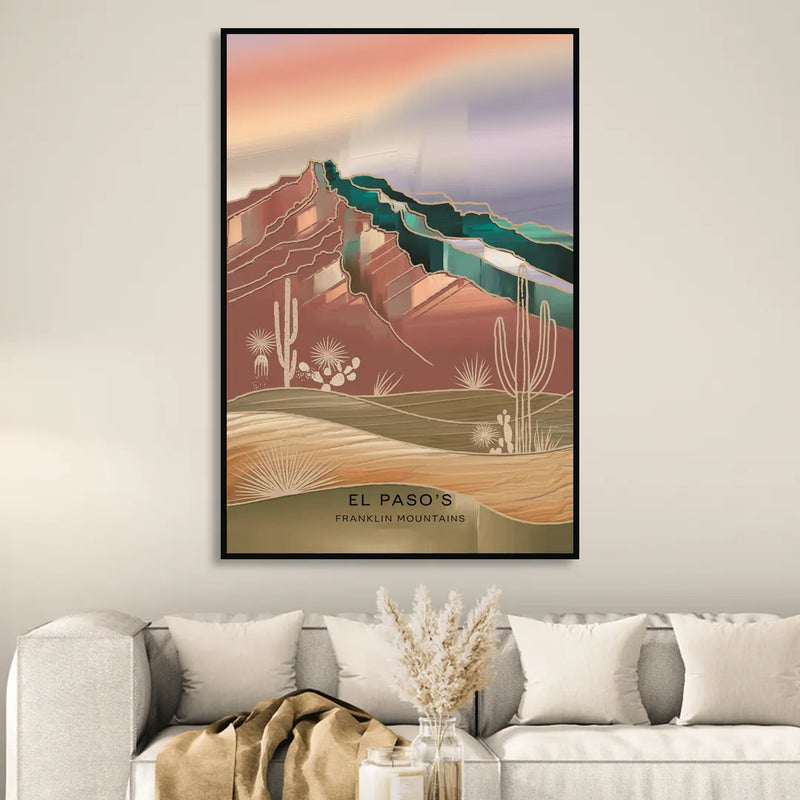 El Paso Franklin Mountains Living Room - Black Canvas Wall Art