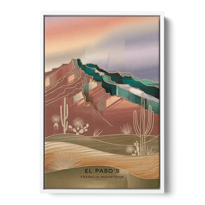 El Paso Franklin Mountains Front - White Canvas Wall Art