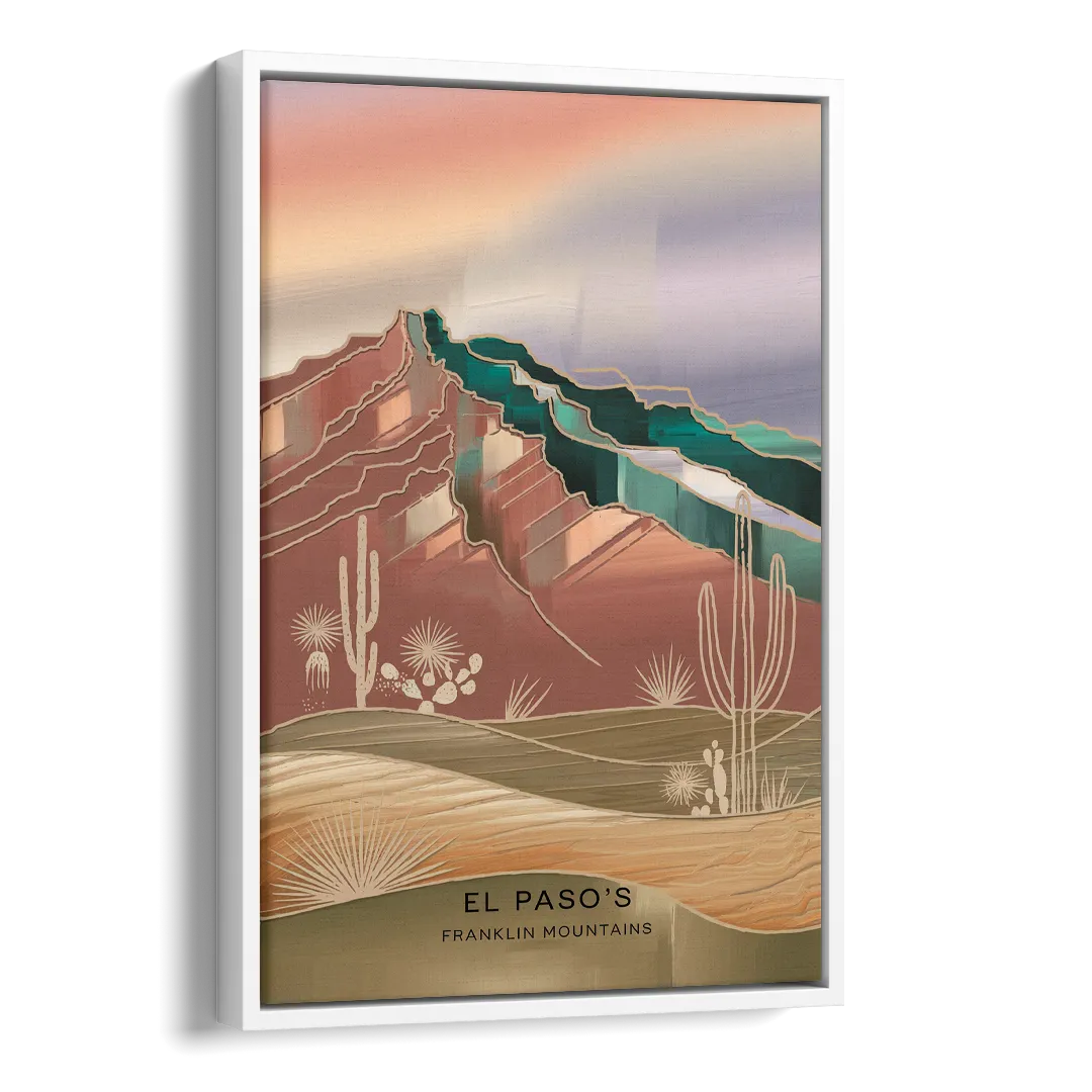 El Paso Franklin Mountains Side - White Canvas Wall Art